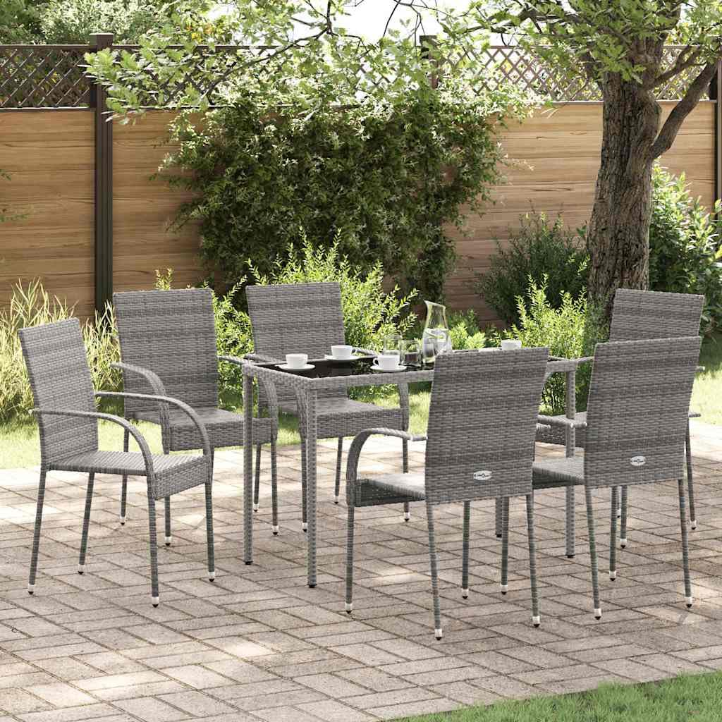 Grey Poly Rattan Stacking Patio Chairs S761