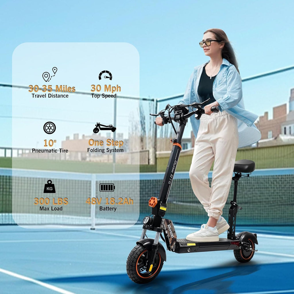 800W 35 Miles 30 MPH 10" Off-Road Folding Electric Scooter F597