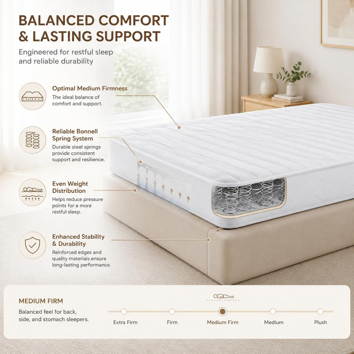 5 Inch Twin Size Bonnell Spring Mattress Y496