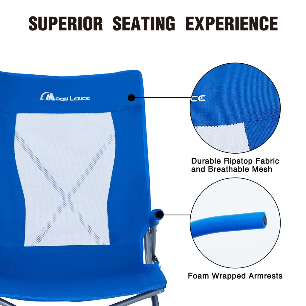 2 Pack Low Beach Lounge Chair with Cup Holder & Carry Bag Y560023