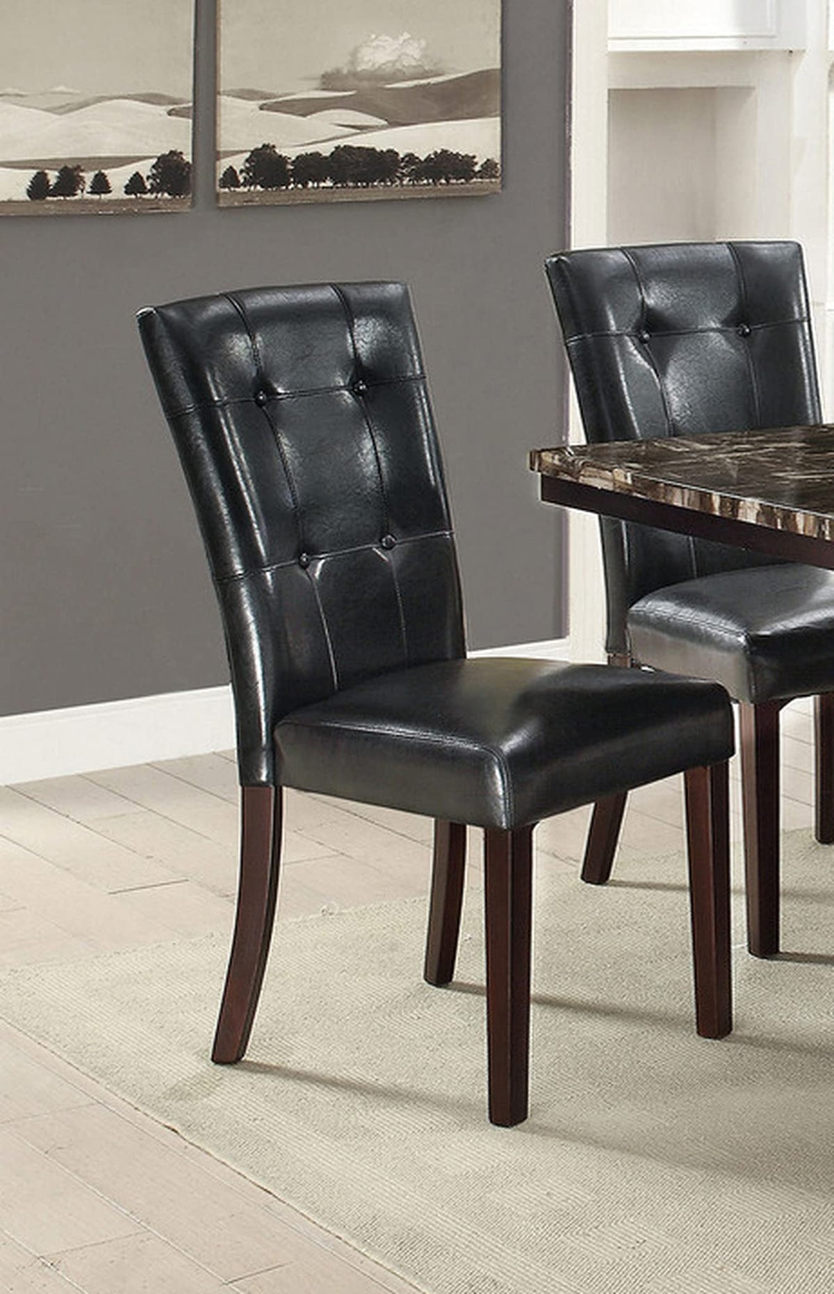 Black Faux Leather Dining Chairs Set of 2 T606966