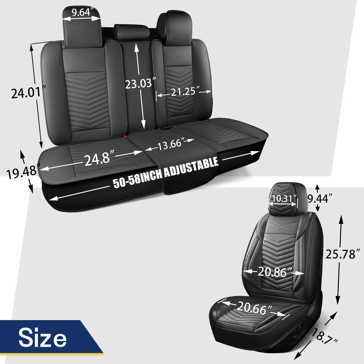 Black Nappa Leather Car Seat Covers Full Set H34932