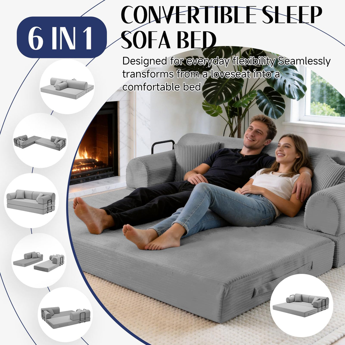 Convertible Sofa Bed with High Back L34578