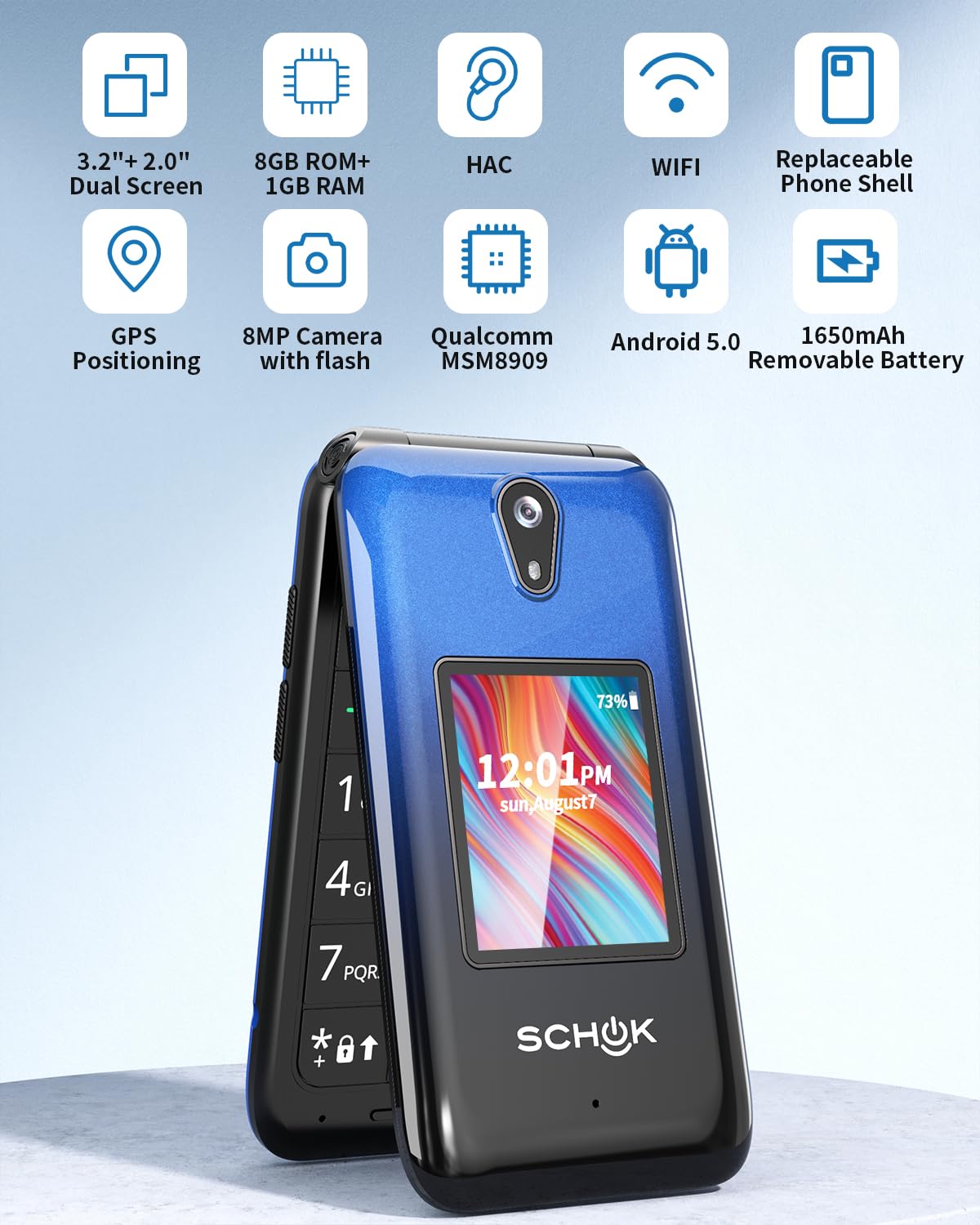 4G Flip Phone with Replaceable Shells M1385