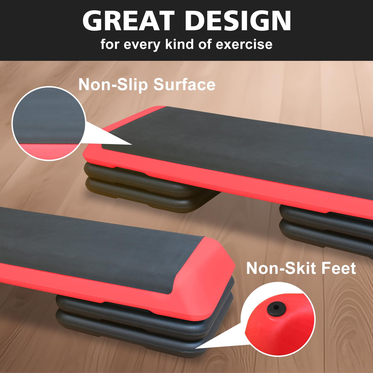 43'' Adjustable Aerobic Exercise Step Platform with 4 Stackable Risers R44340
