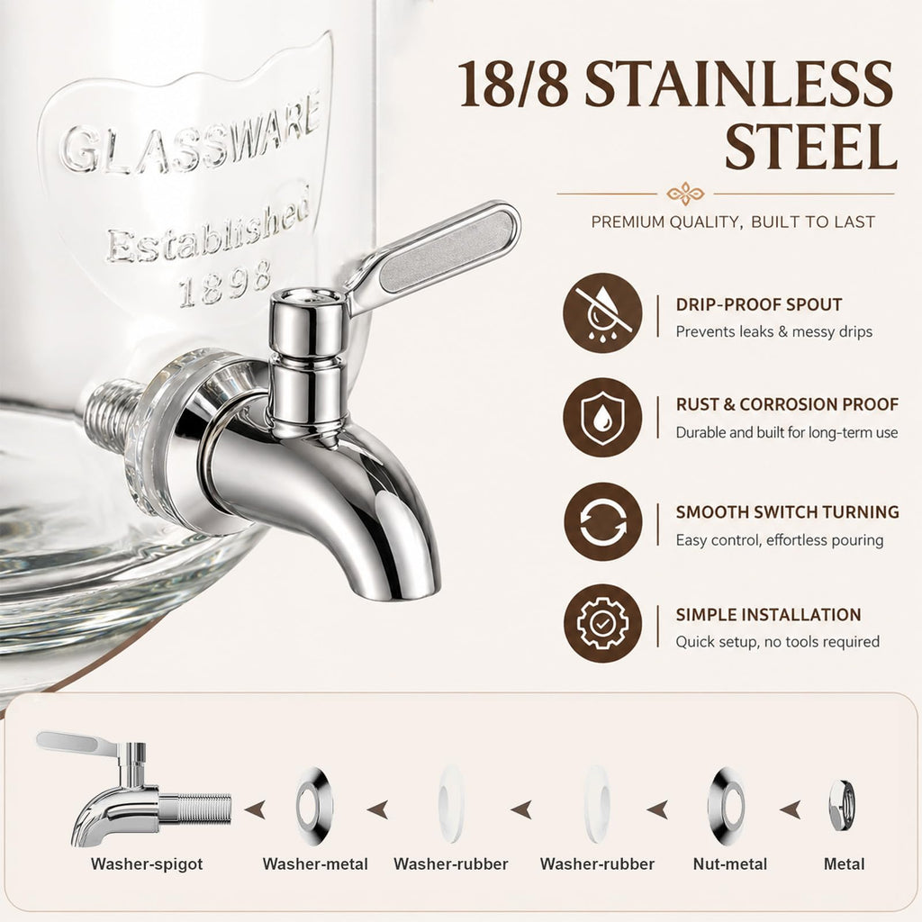 1 Gallon Glass Drink Dispensers with Spigot K462792