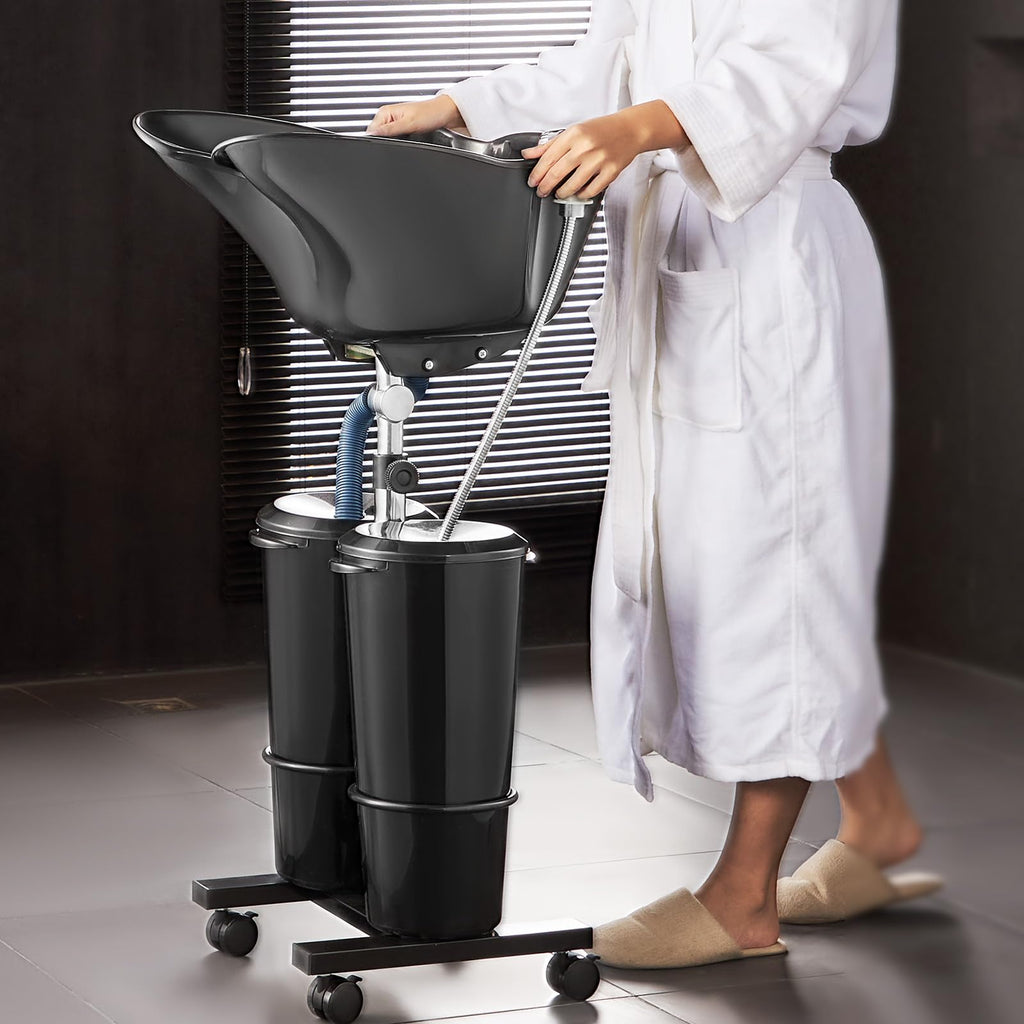 Portable Shampoo Bowl with Electric Pump, 2 Buckets, Black K6073
