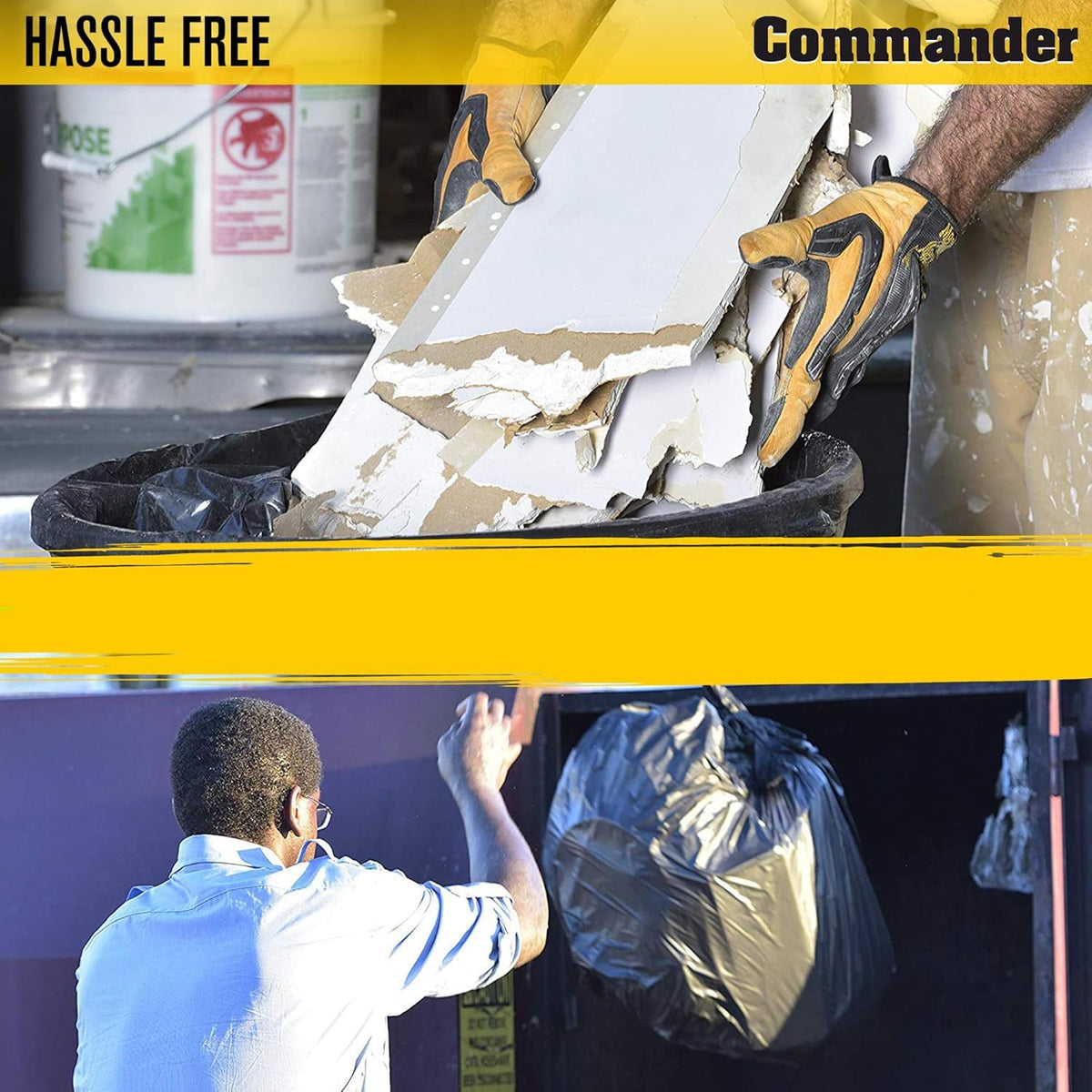 55 Gallon Heavy Duty Contractor Bags with Flap Ties, Pack of 80 Q537863