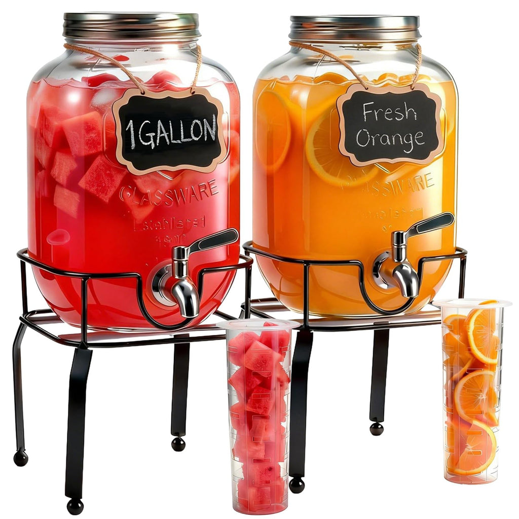 1 Gallon Glass Drink Dispensers with Spigot K462792