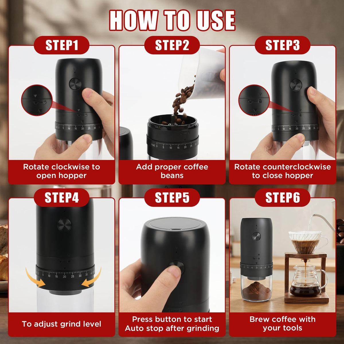 Electric Coffee Grinder with Conical Ceramic Burr E582