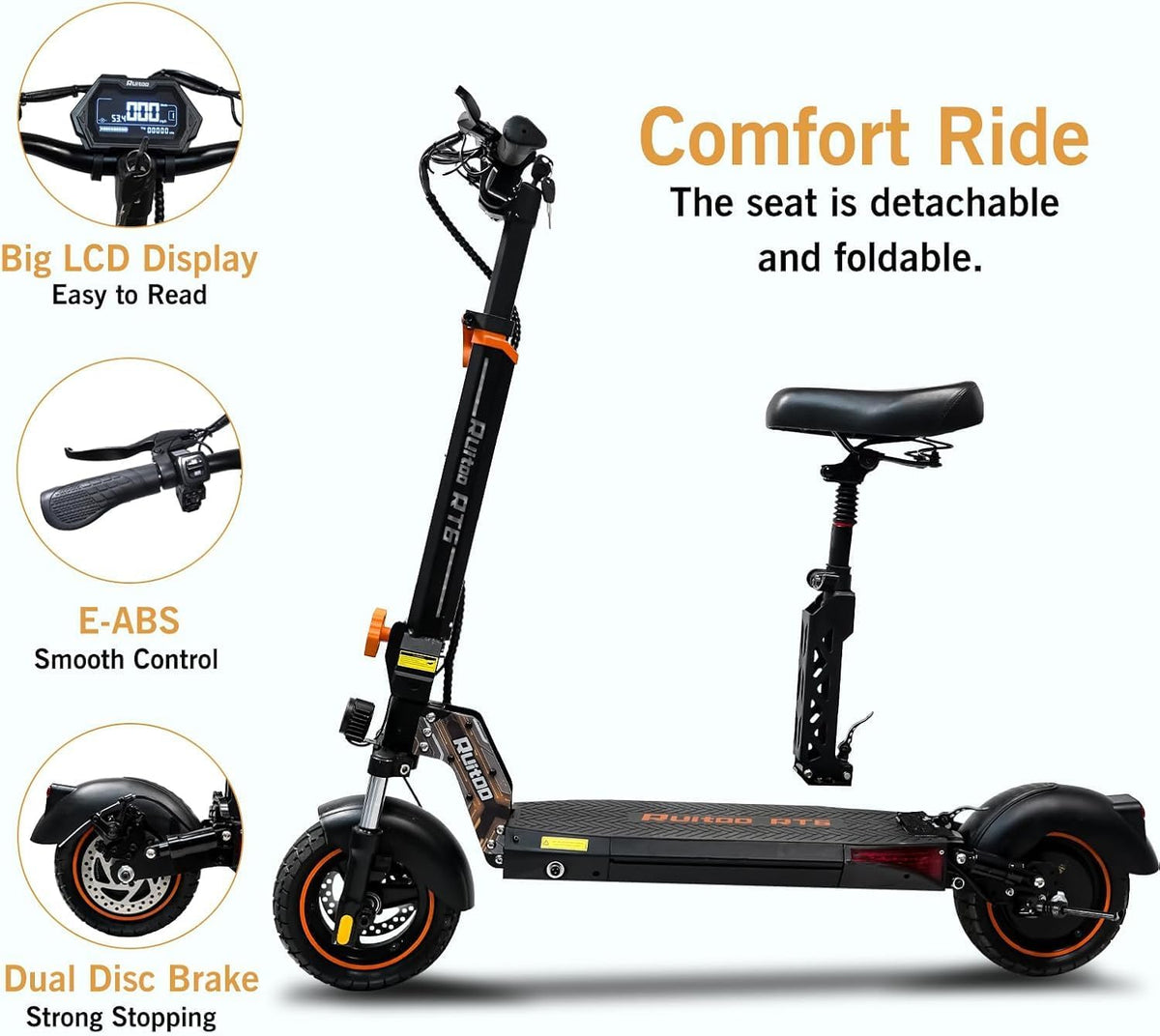 800W 35 Miles 30 MPH 10" Off-Road Folding Electric Scooter F597