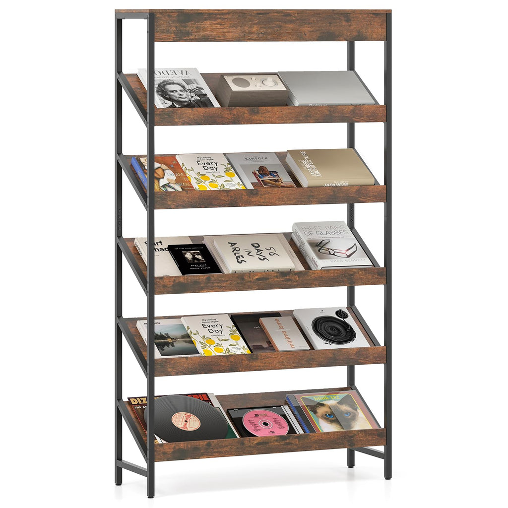 6-Tier Tall Freestanding Bookshelf with Angled Shelves X2421