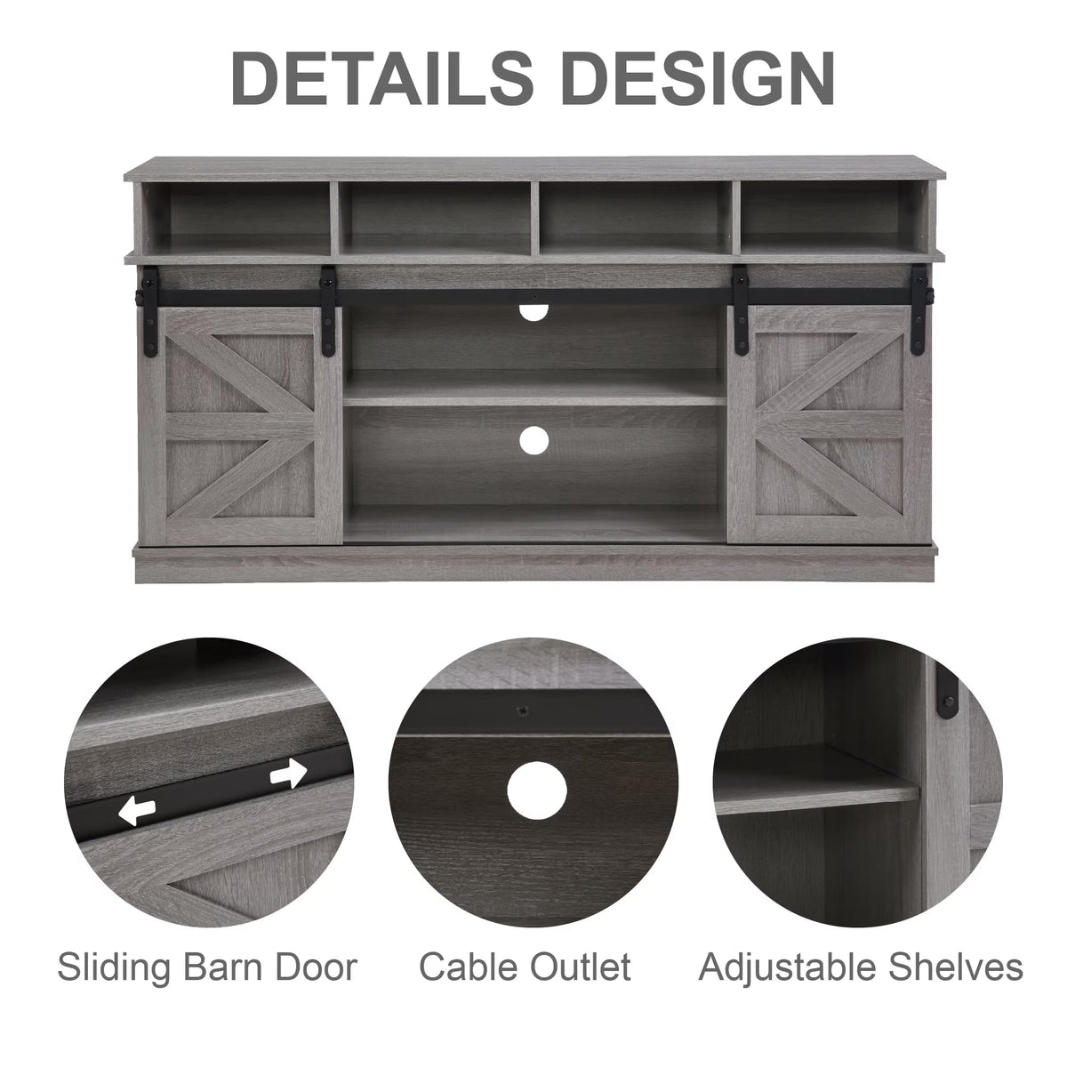 Grey Sliding Barn Door TV Stand N6997