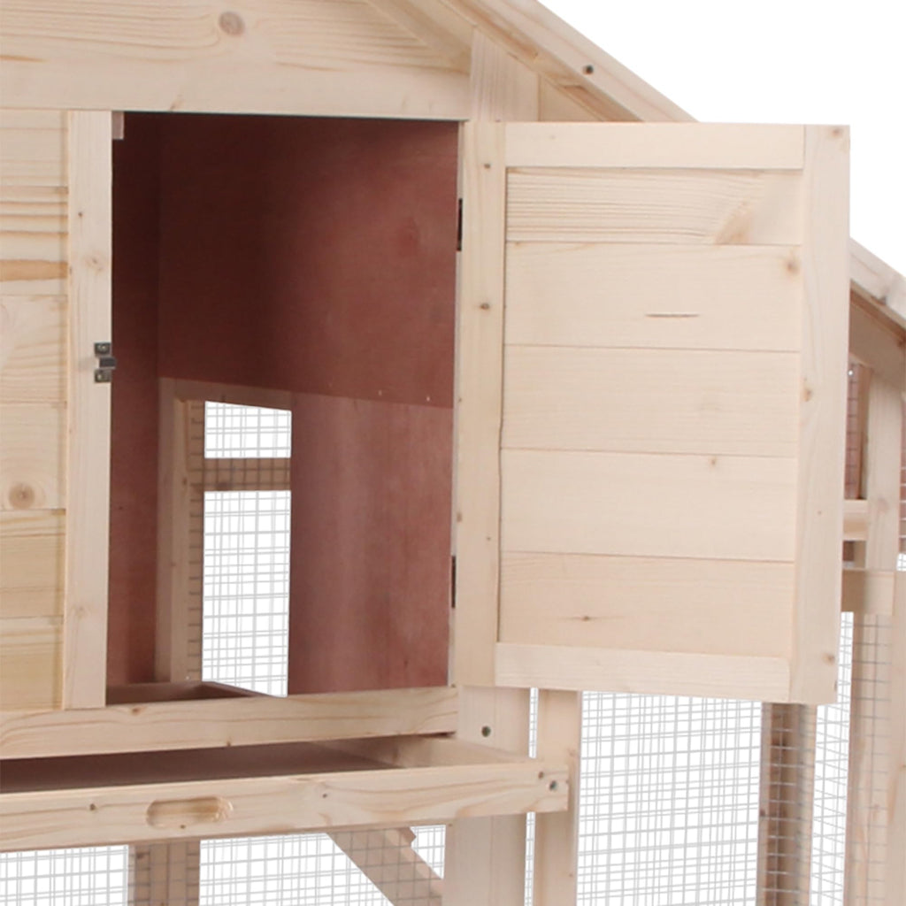 55" 2-Tier Wooden Rabbit Hutch with Ramp E9060