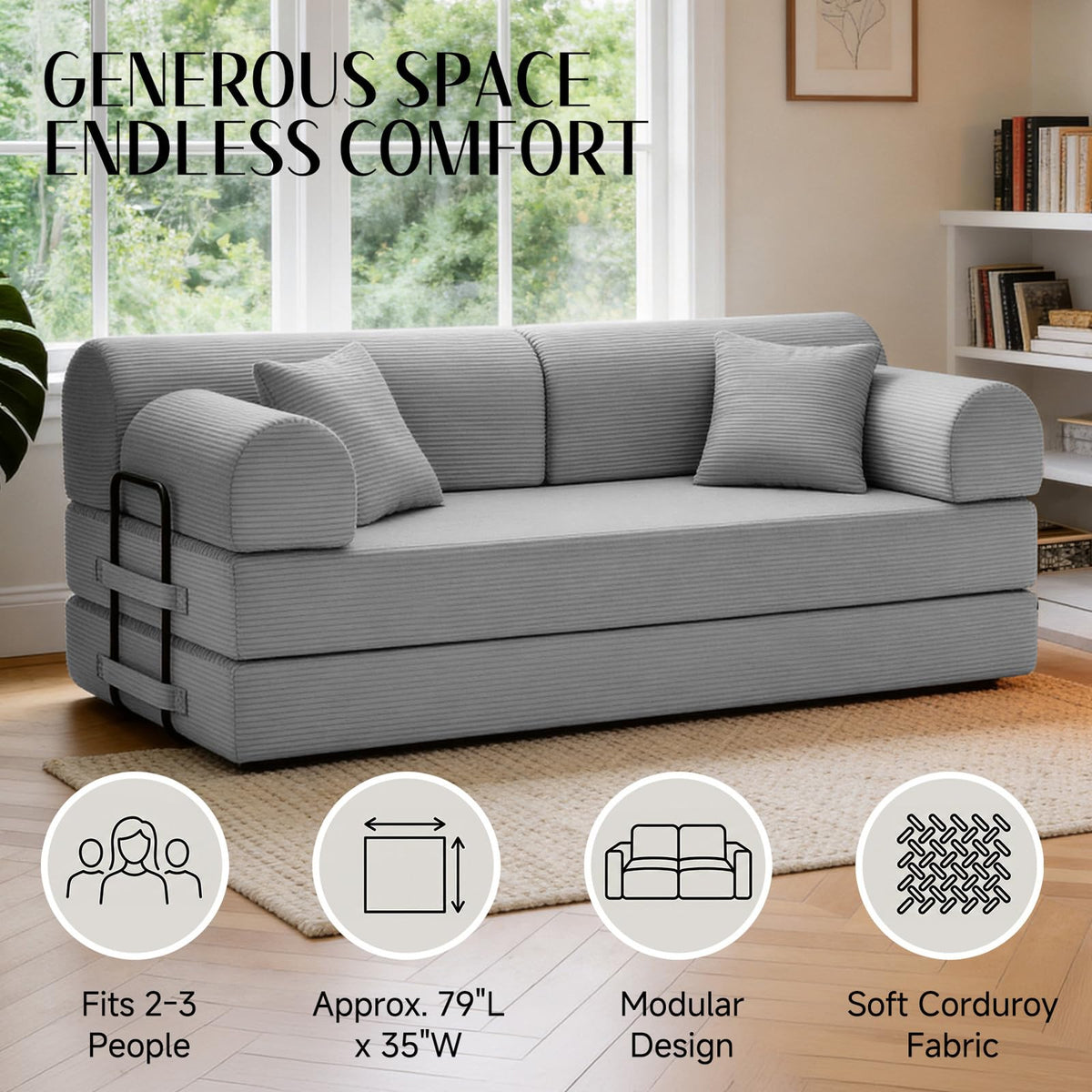Convertible Sofa Bed with High Back L34578