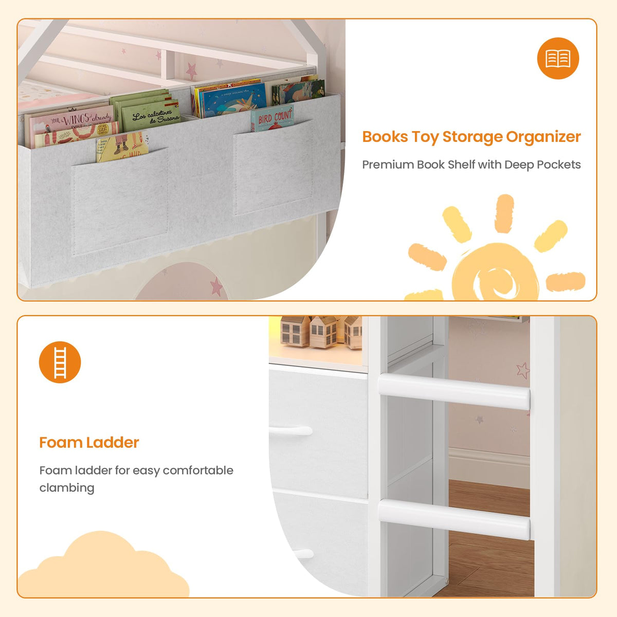 Twin Size Low Loft Bed with 8 Storage Drawers B616827