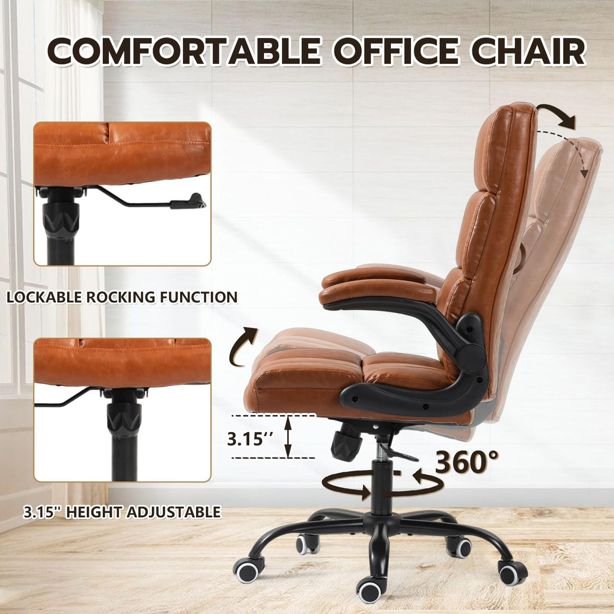 Executive Office Chair, PU Leather Ergonomic Desk Chair Z105