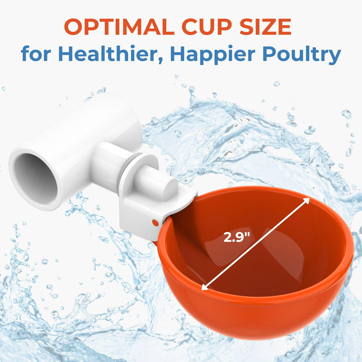 Large Automatic Chicken Waterer Cups with 1/2" PVC Tee Fittings 5-Pack I409029