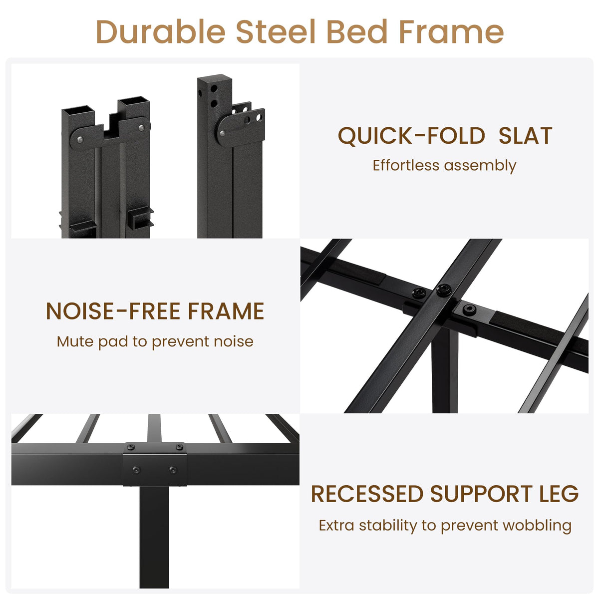 Queen Metal Bed Frame with Victorian Headboard and Footboard Black U274808