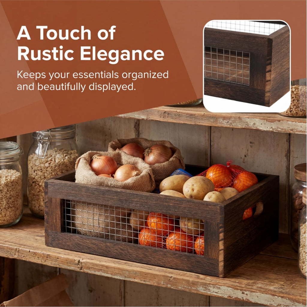 Set of 2 Rustic Wooden Nesting Boxes with Handle A157894