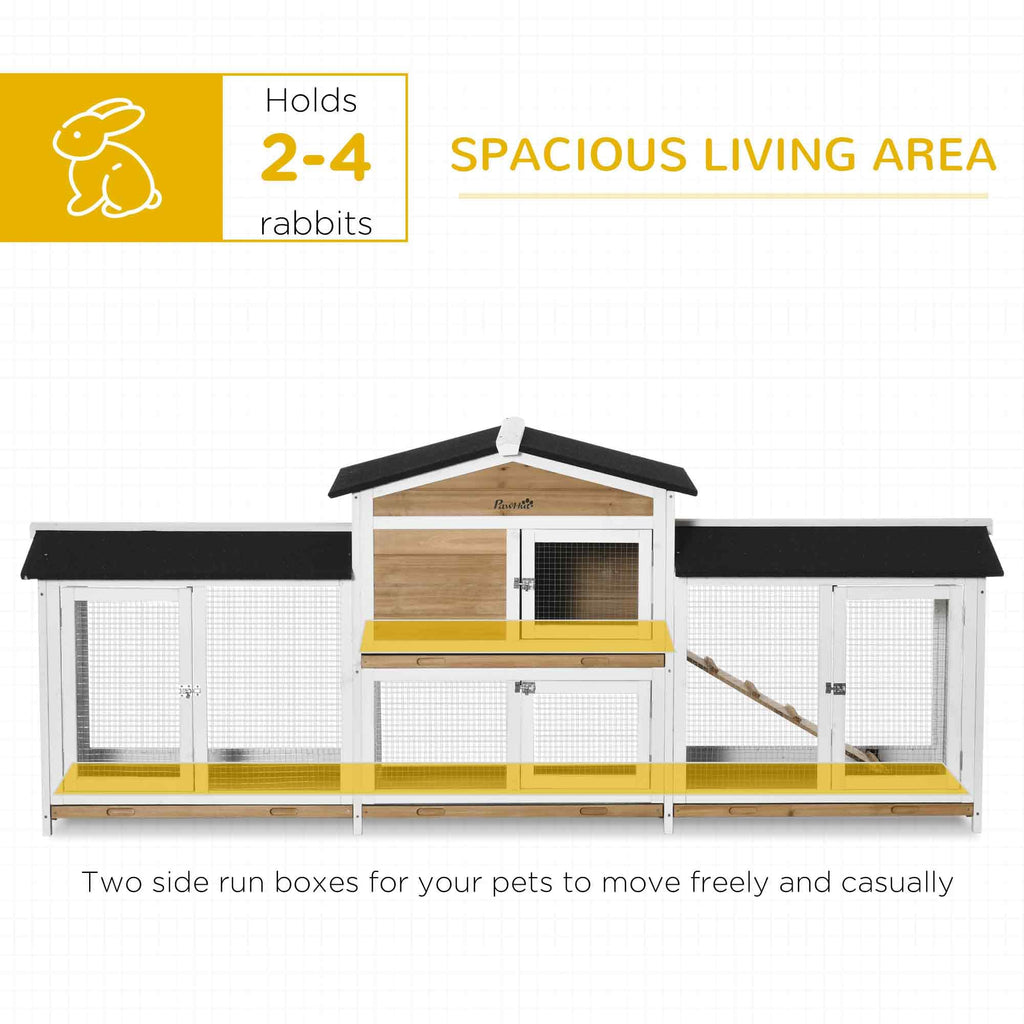 White Wooden Rabbit Hutch with Ramp Z526