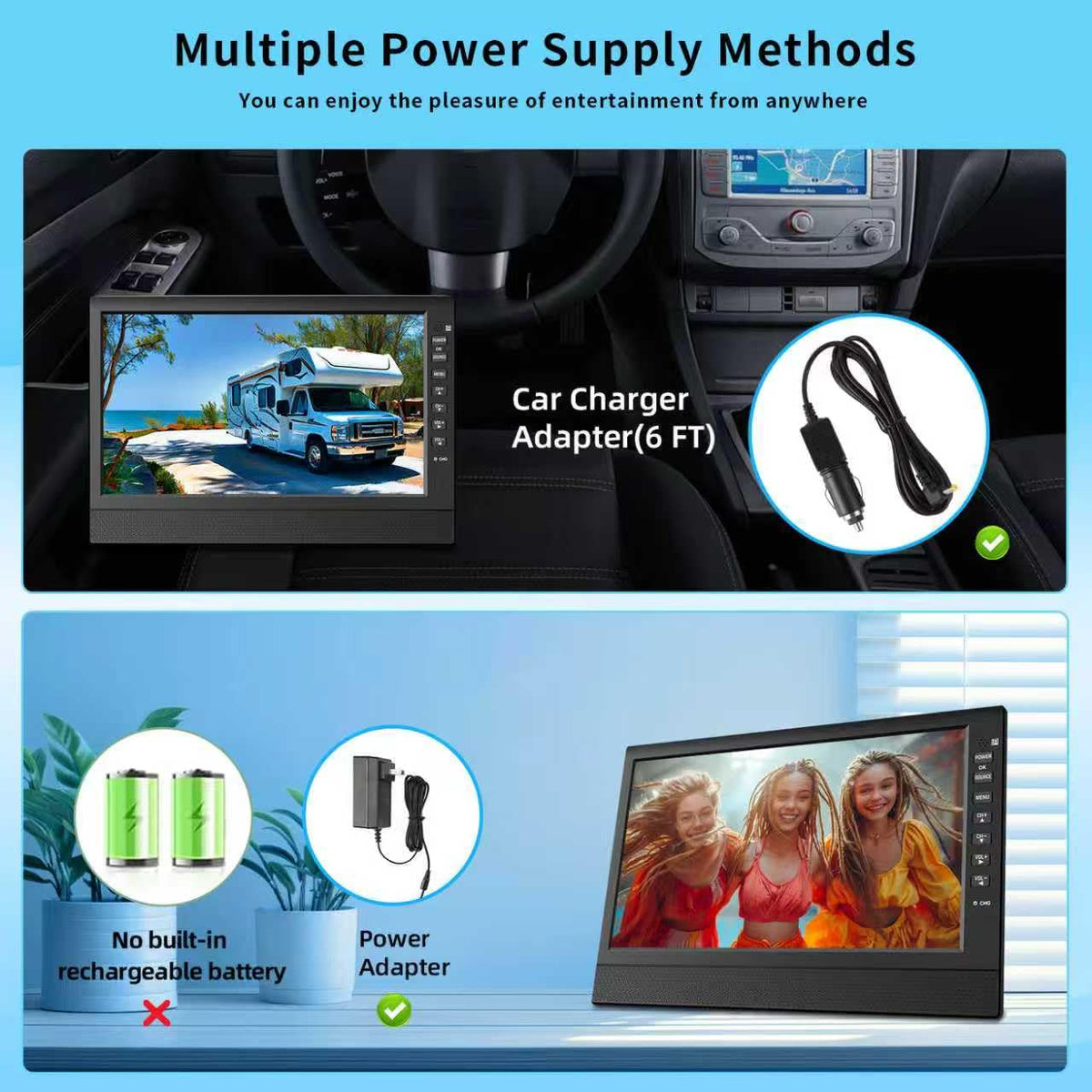 12” Portable Flat Screen TV with Digital Tuner L799