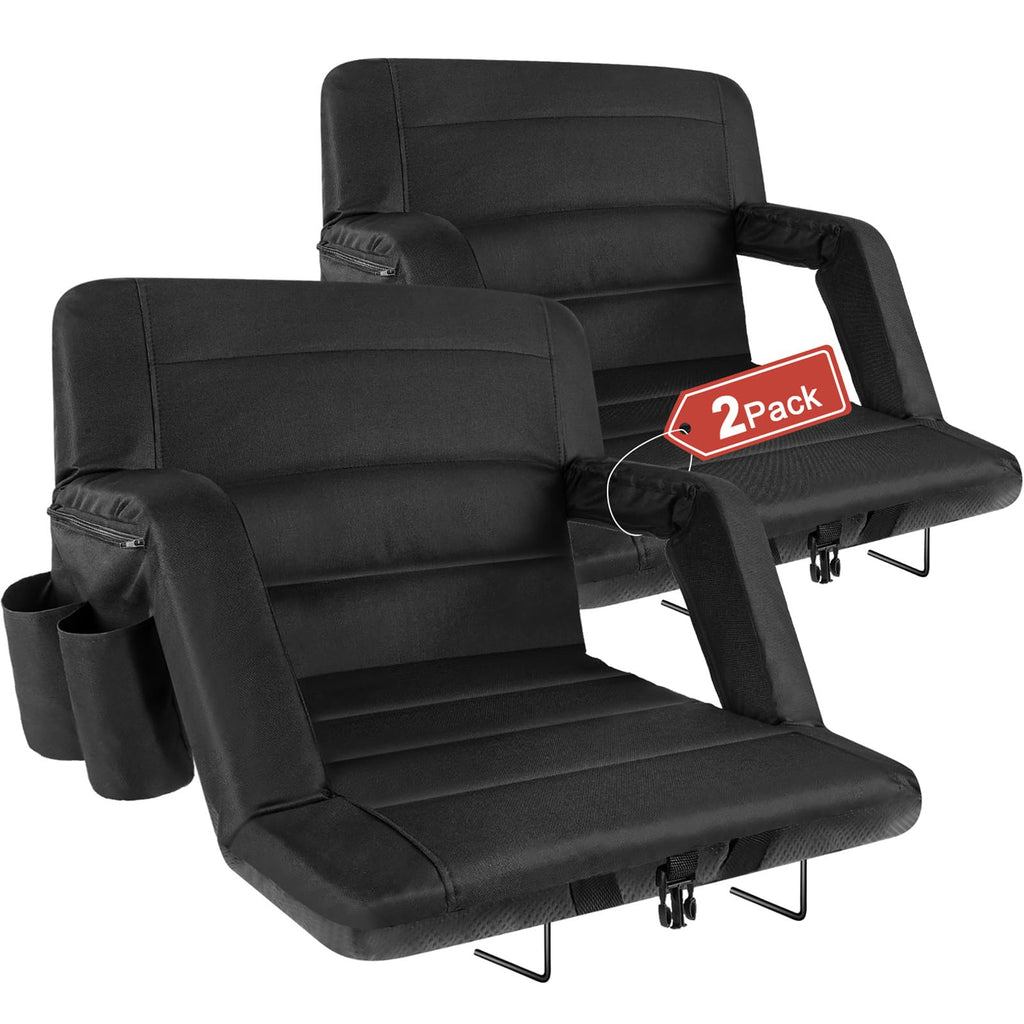 2 Pack Wide Waterproof Folding Stadium Seats with Back Support H2514