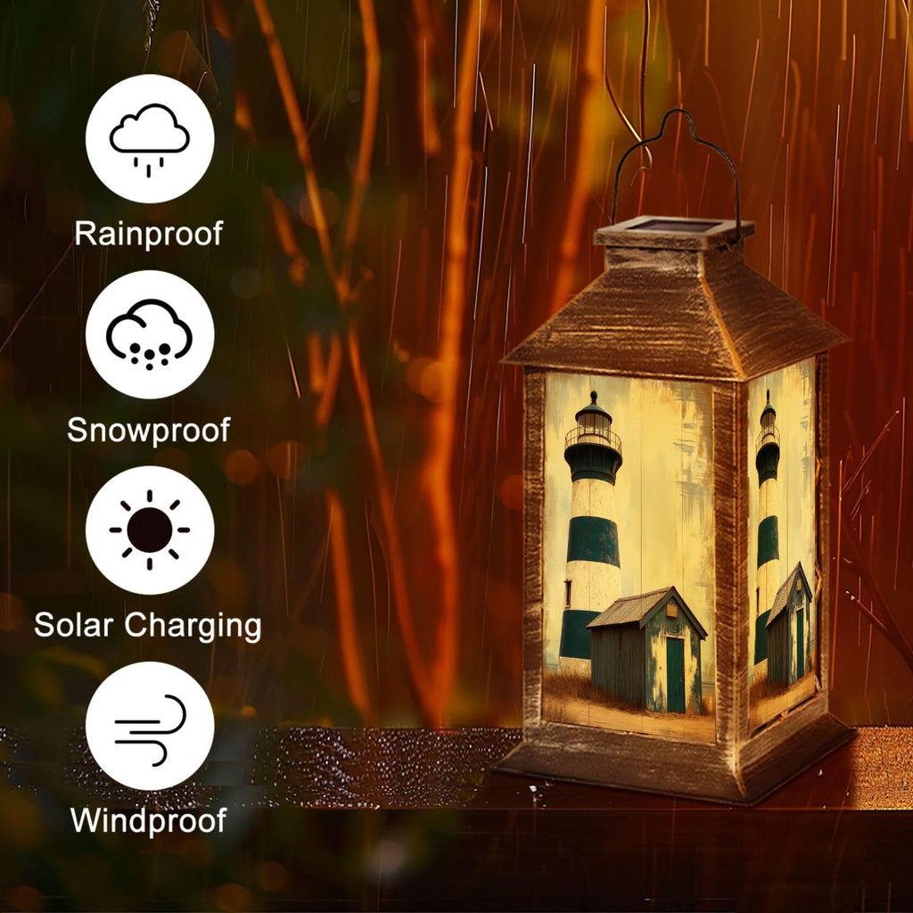 Navy Blue Coastal Solar Lantern V706