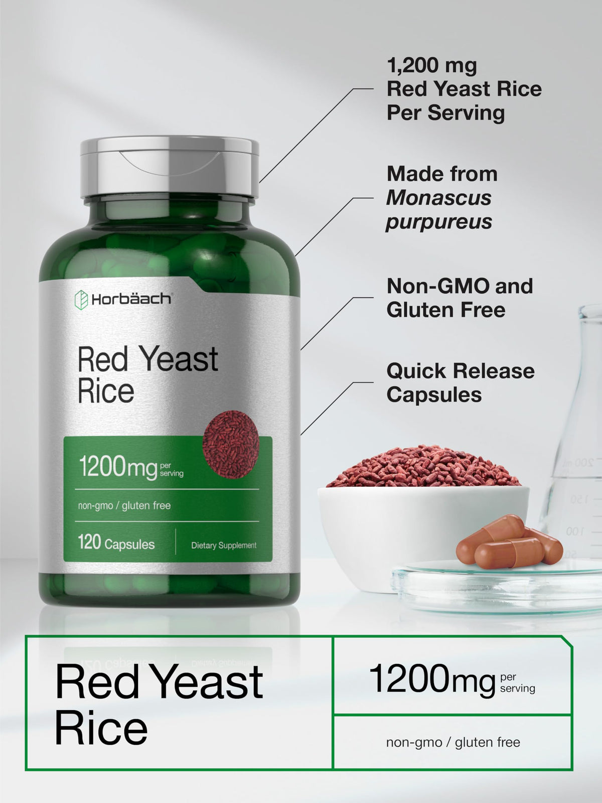 Red Yeast Rice 1200 mg 120 Capsules U92689