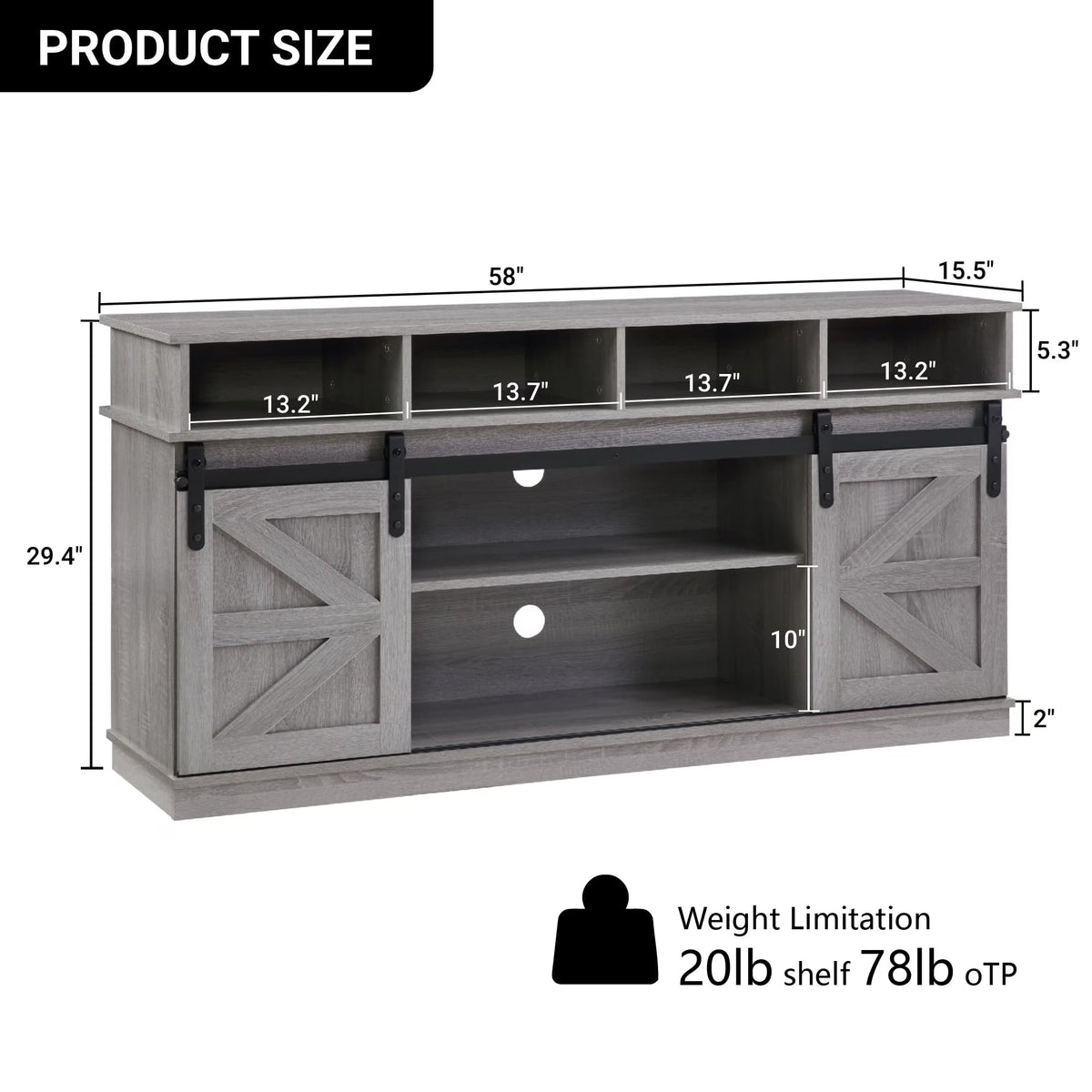 Grey Sliding Barn Door TV Stand N6997