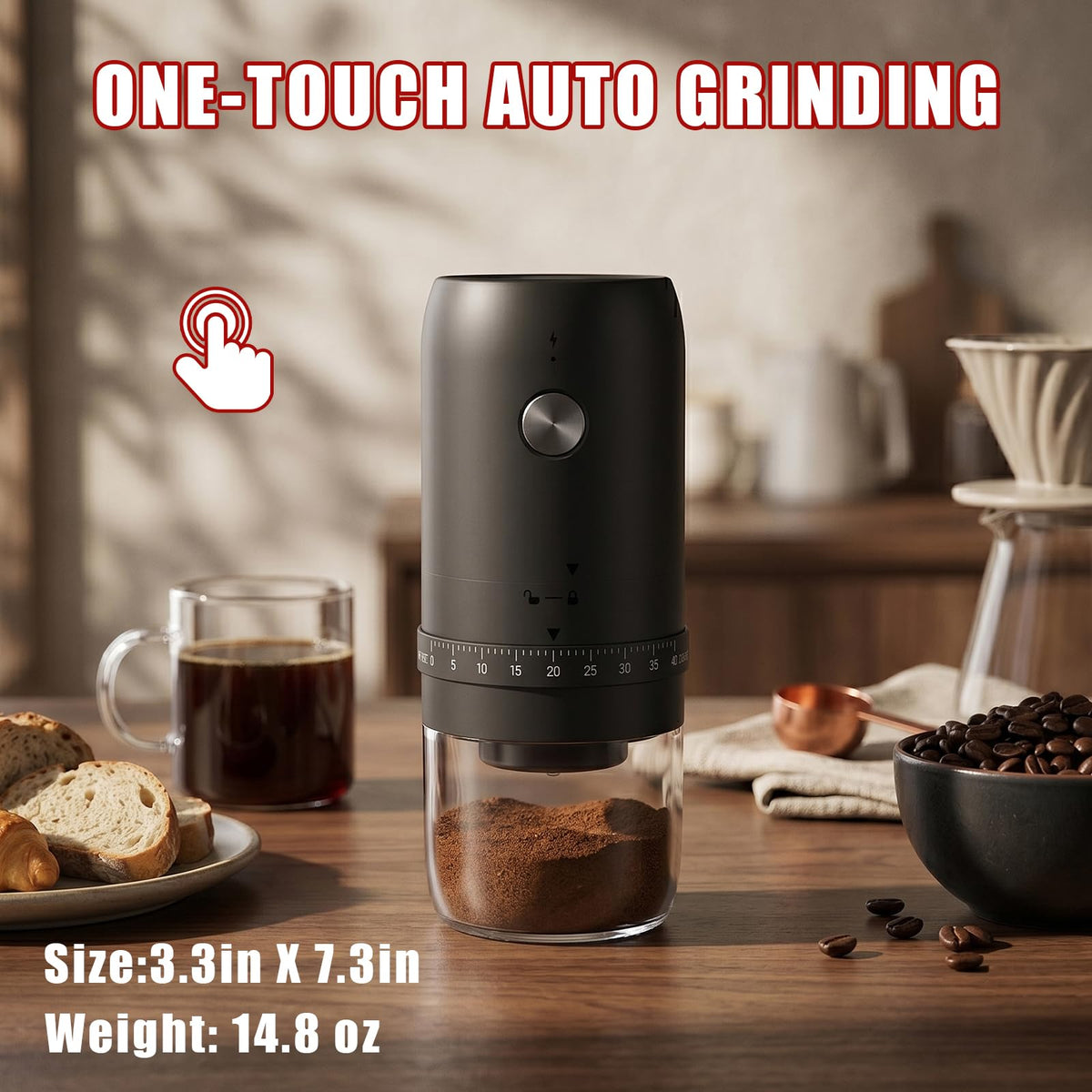 Electric Coffee Grinder with Conical Ceramic Burr E582