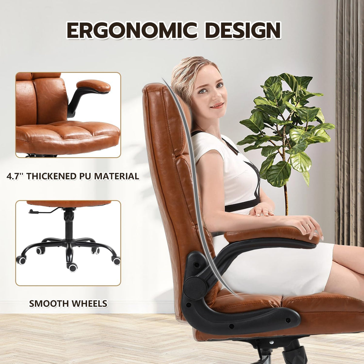 Executive Office Chair, PU Leather Ergonomic Desk Chair Z105