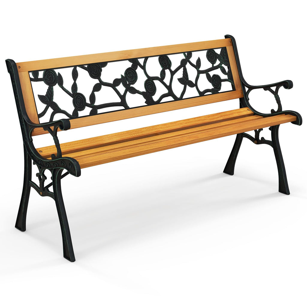 Iron Hardwood Garden Bench J749116