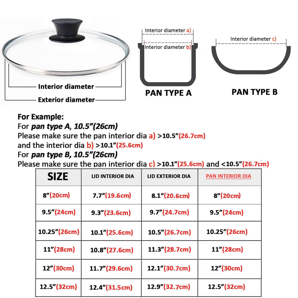 Round Tempered Glass Lid Set with Black Handle, 3 Pieces X8065