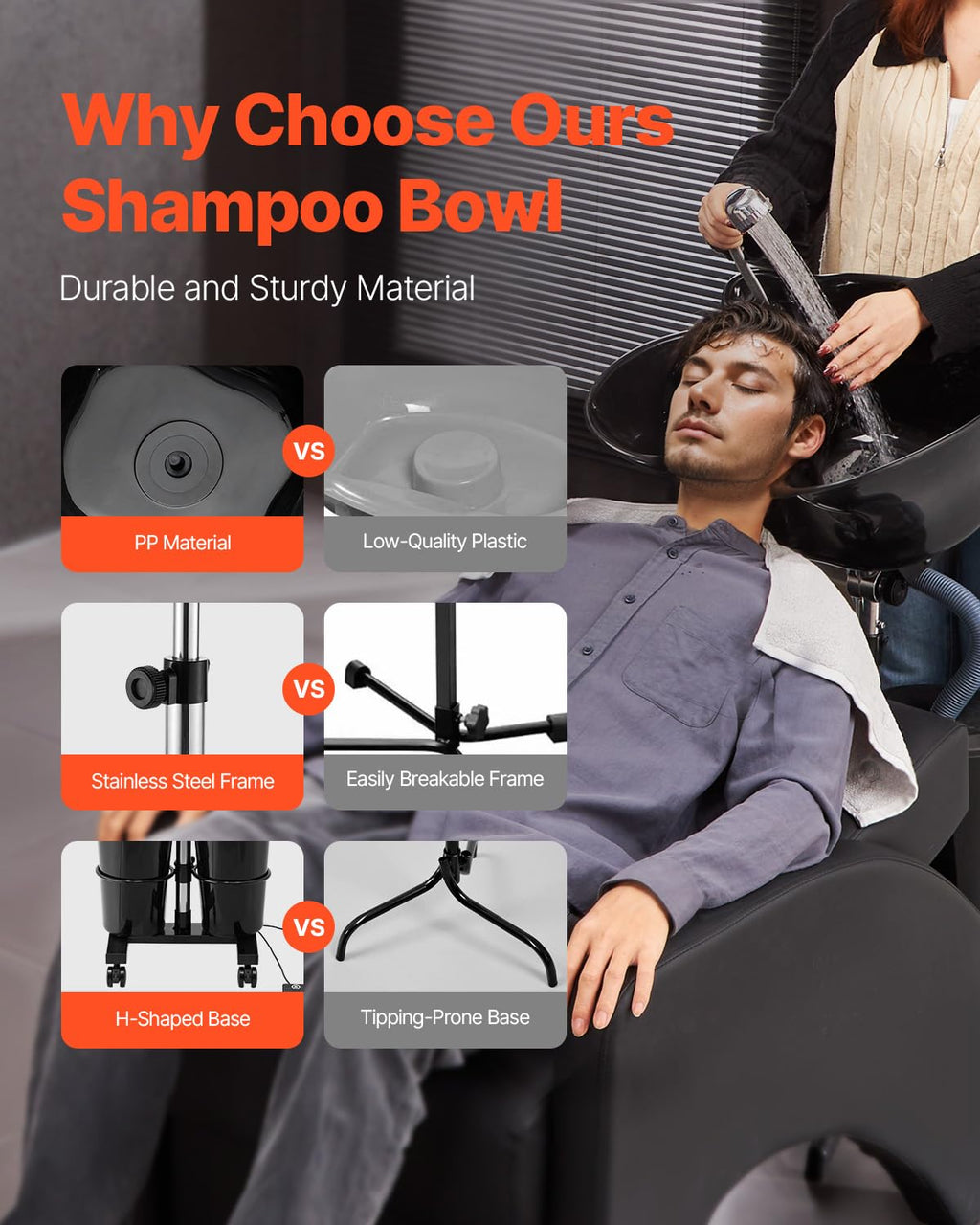 Portable Shampoo Bowl with Electric Pump, 2 Buckets, Black K6073