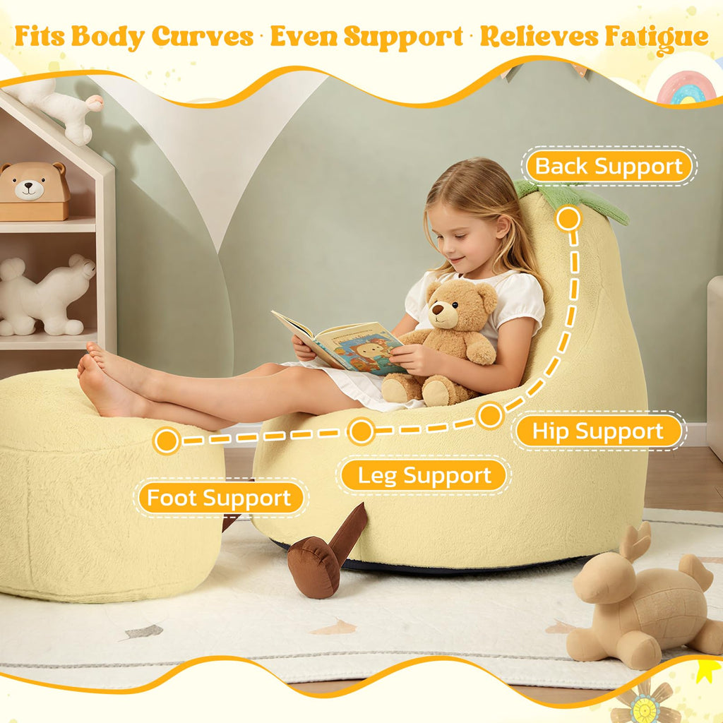 Yellow Faux Rabbit Fur Memory Foam Bean Bag Chair G373733