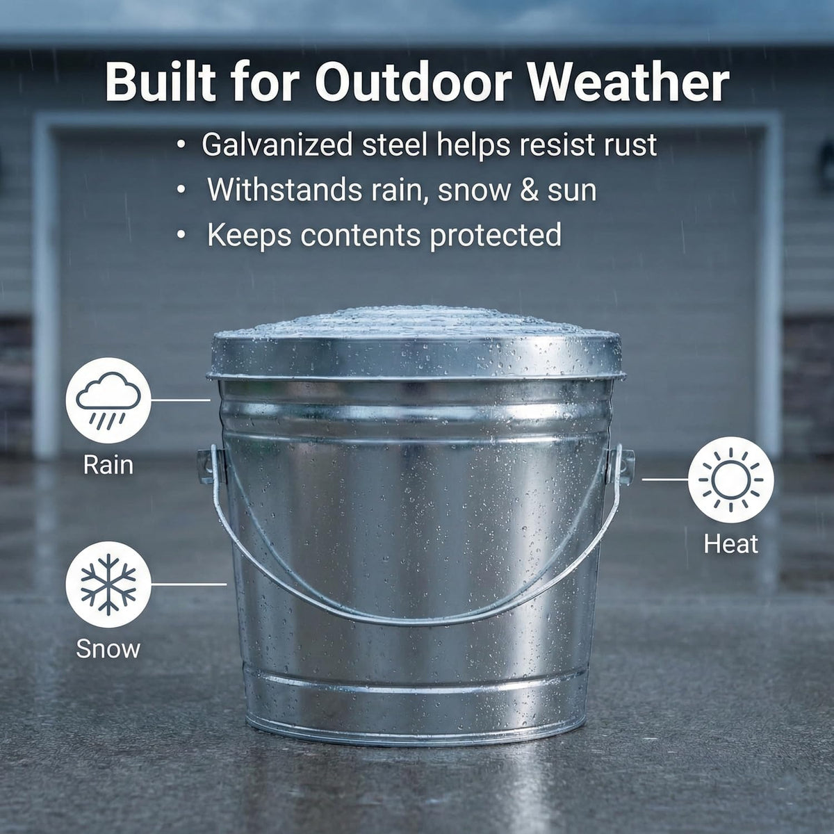 6-Gallon Galvanized Steel Locking Lid Trash Can P6047