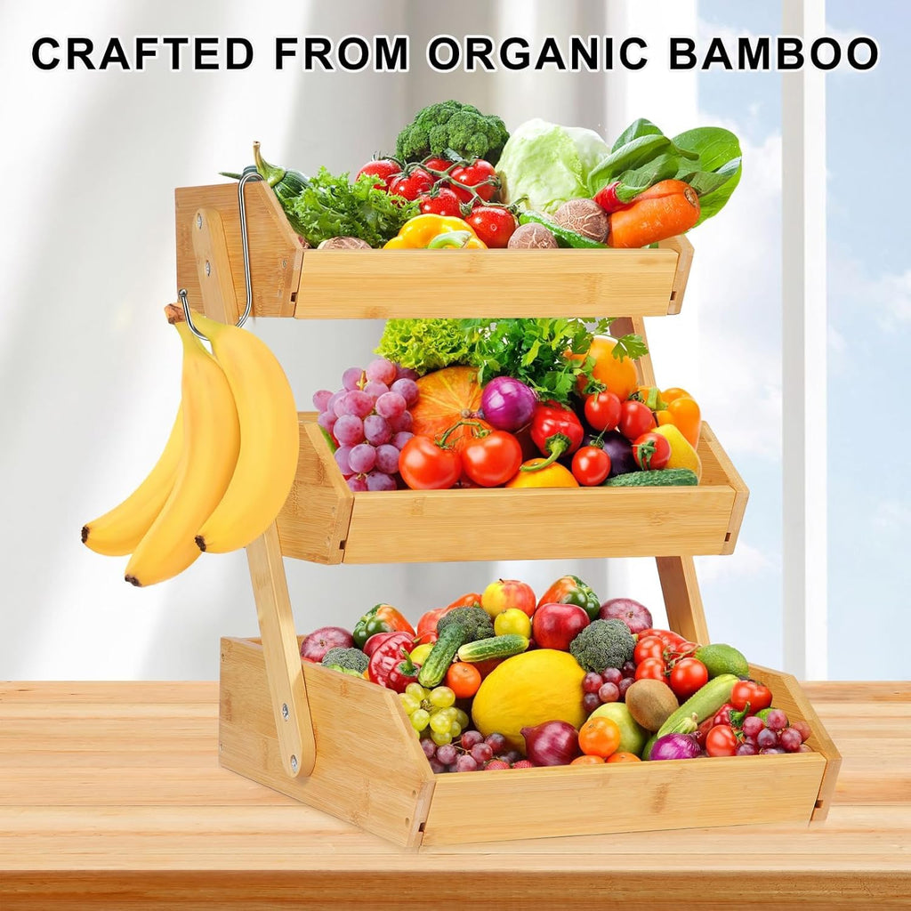3 Tier Natural Bamboo Fruit Basket Y805