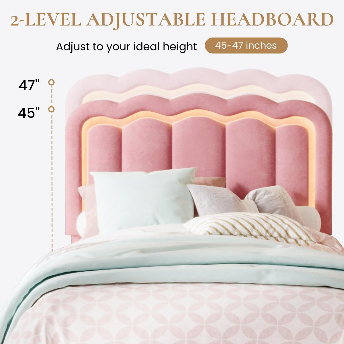 Twin Size Bed Frame with LED Lights and Storage Drawer T787