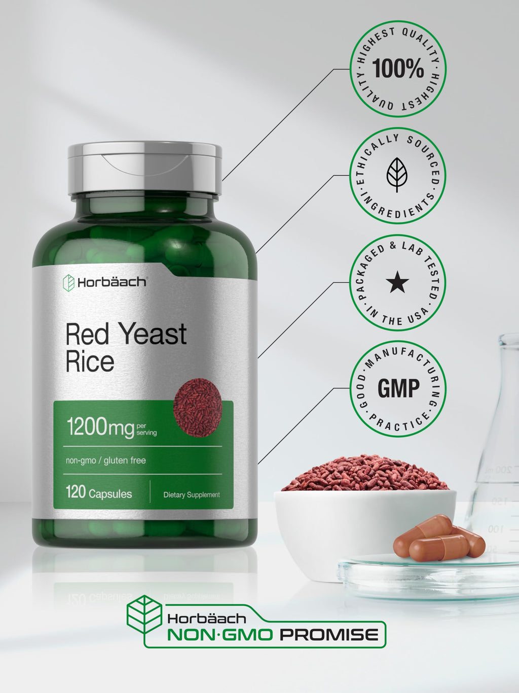 Red Yeast Rice 1200 mg 120 Capsules U92689