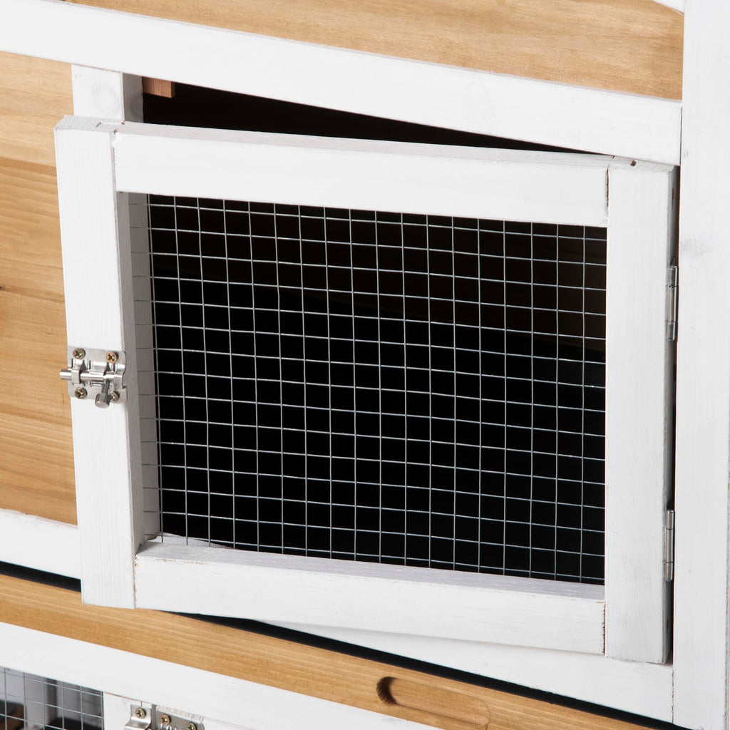 White Wooden Rabbit Hutch with Ramp Z526