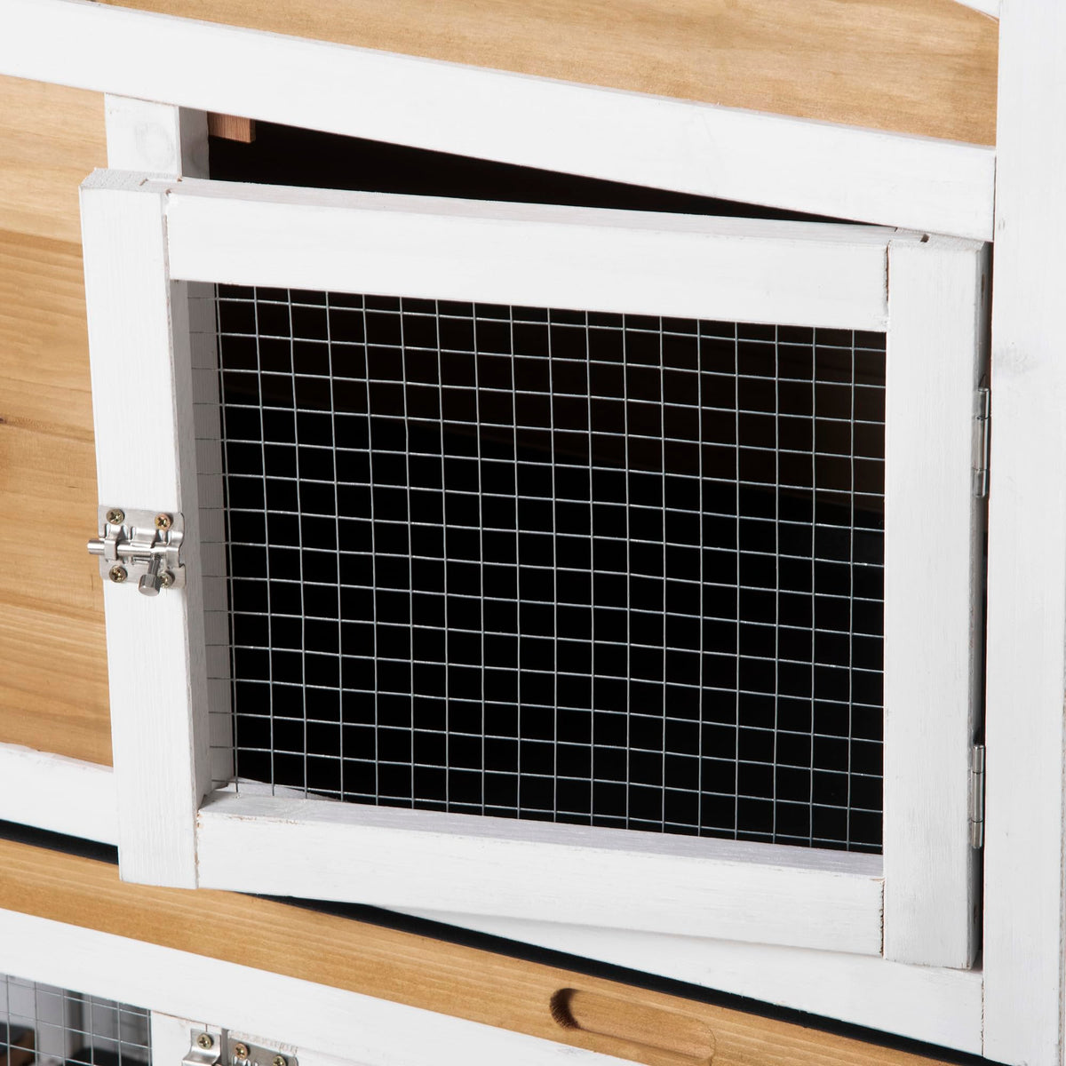 White Wooden Rabbit Hutch with Ramp Z526