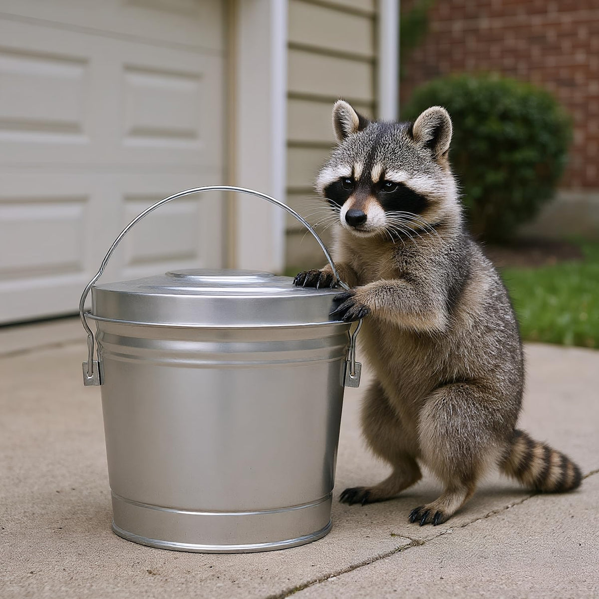 6-Gallon Galvanized Steel Locking Lid Trash Can P6047