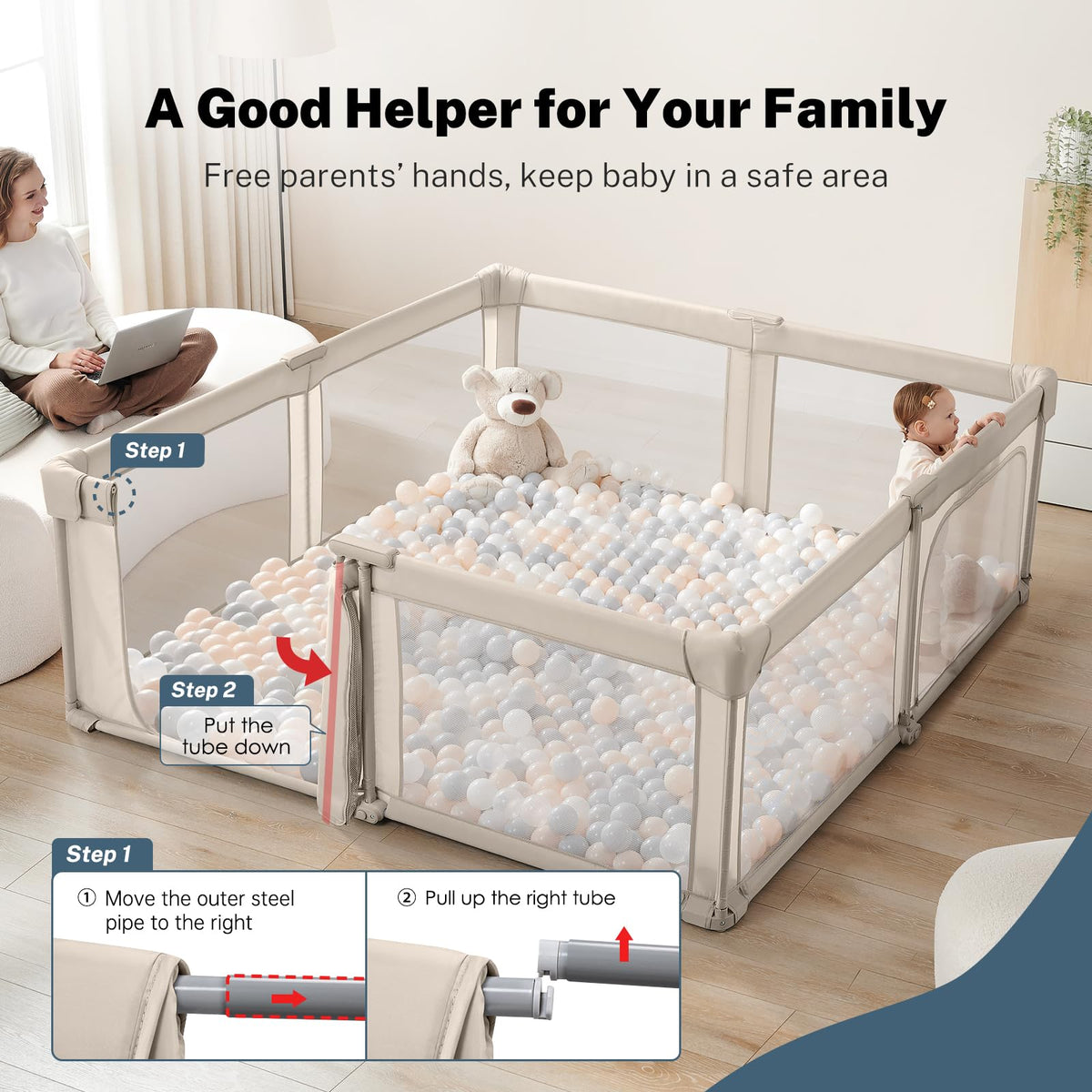 Portable Foldable Playpen with Carry Bag K2782