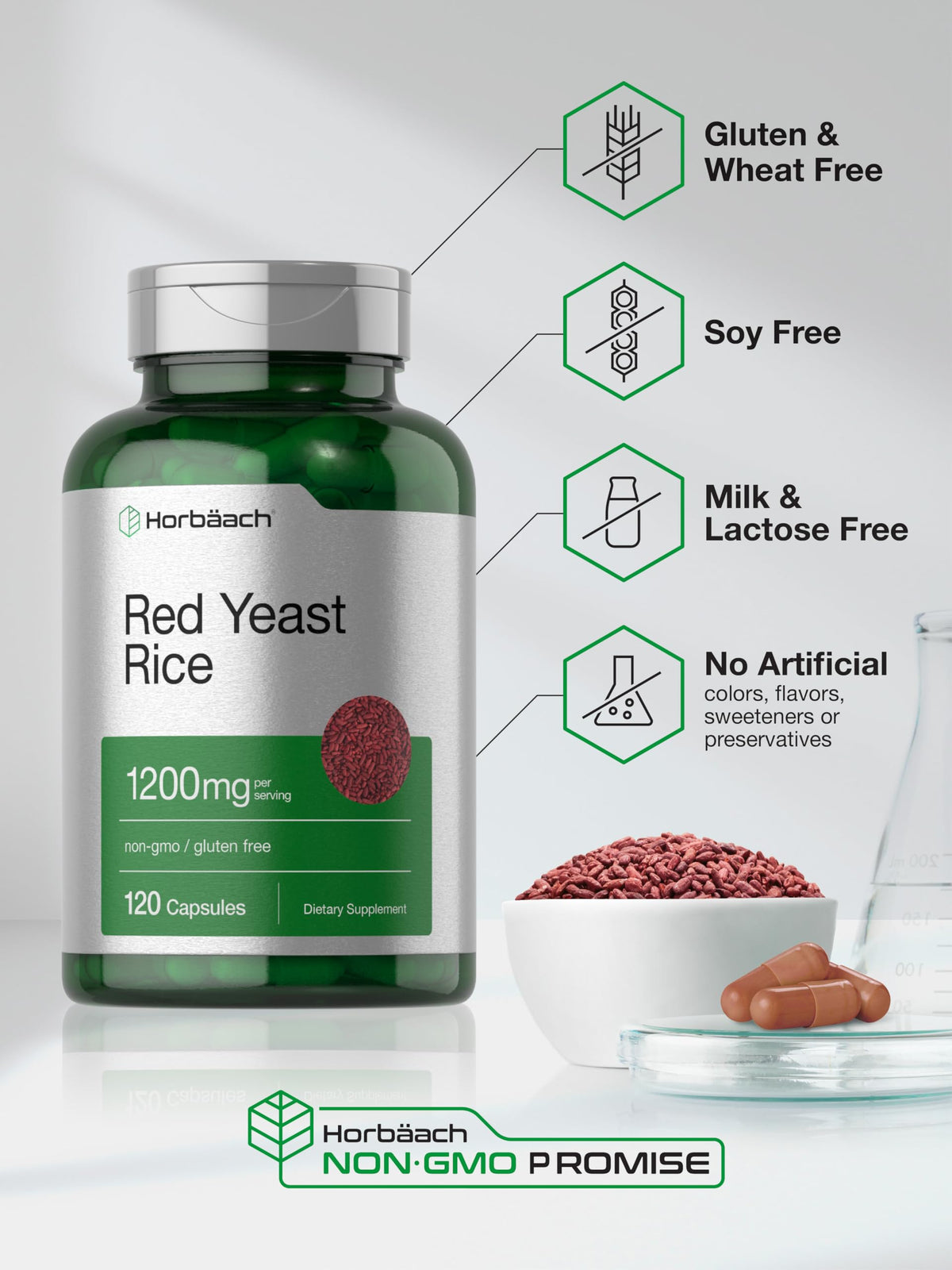 Red Yeast Rice 1200 mg 120 Capsules U92689
