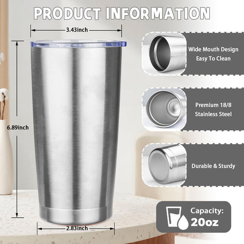 20 oz Stainless Steel Insulated Tumbler with Lids and Straws A498744