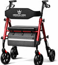 Foldable Rollator Walker with Seat, 8" Wheels, Red R60522
