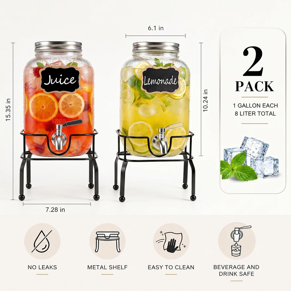 1 Gallon Glass Drink Dispensers with Spigot K462792