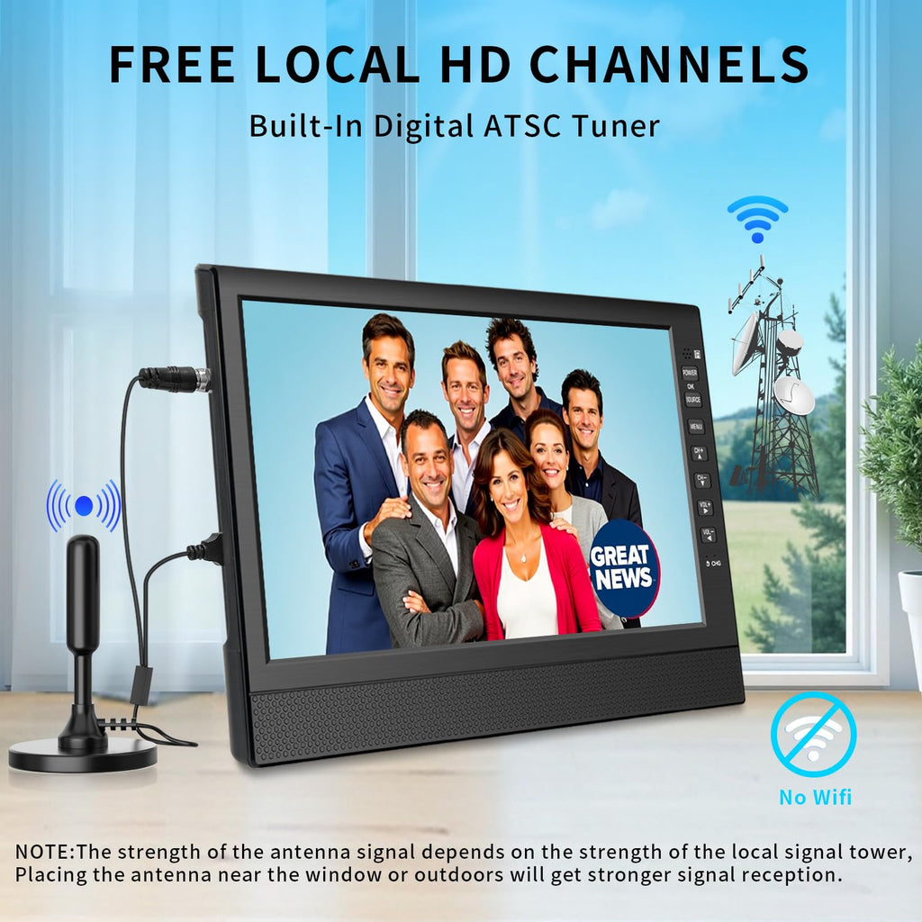 12” Portable Flat Screen TV with Digital Tuner L799