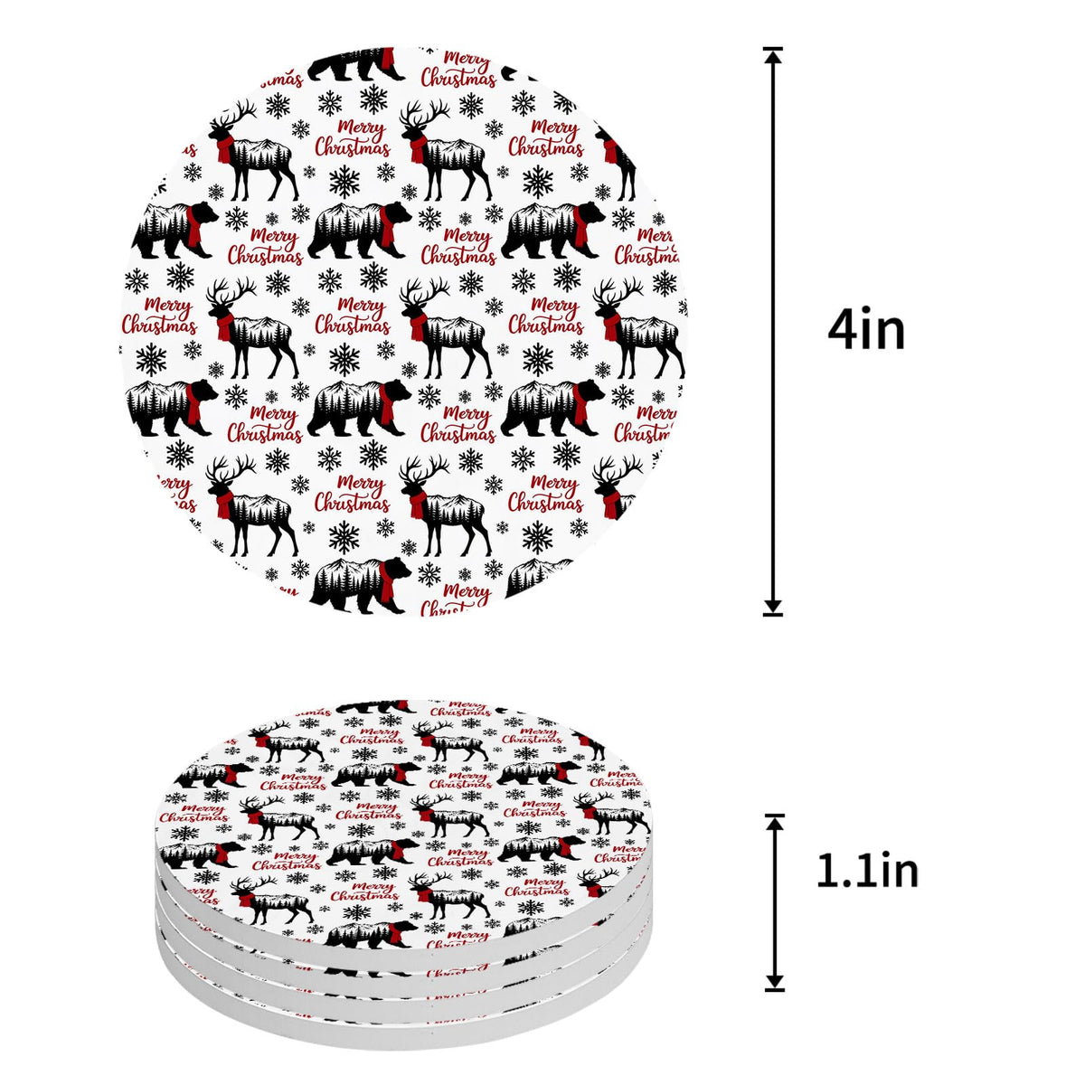 Black Absorbent Ceramic Coasters Set of 6 with Holder W984